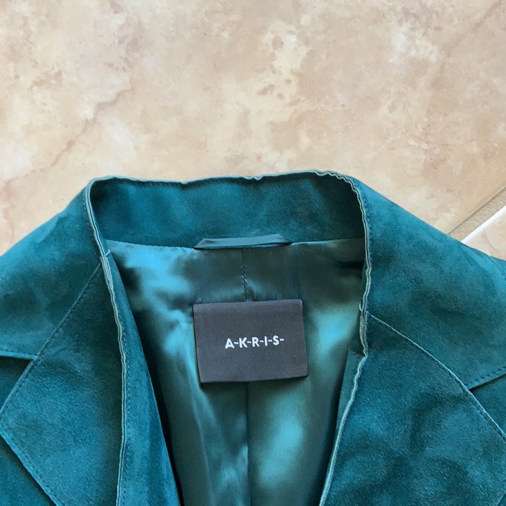 Akris Goat Skin Leather Jacket (Teal) - Picture 12 of 16